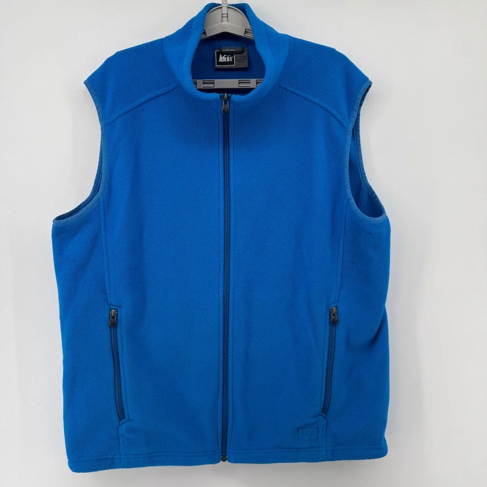 REI‎ Men's Blue Fleece Vest Full Zip Pockets Outdoor Adventure XL